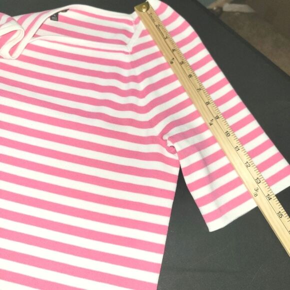 Talbots Pink White Striped Stretch Top XL - Picture 7 of 8